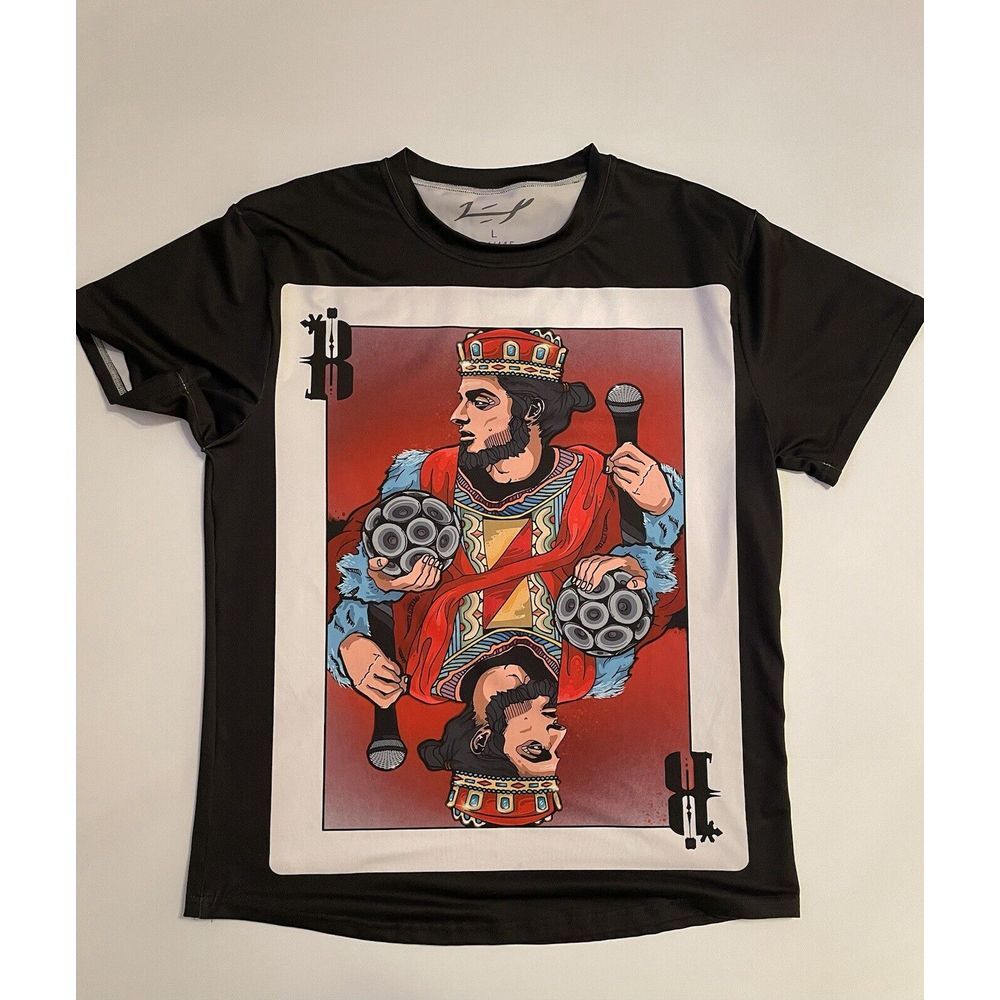 LZ King Card Graphic T-Shirt‎ Short Sleeve Crew Neck Limited Edition L